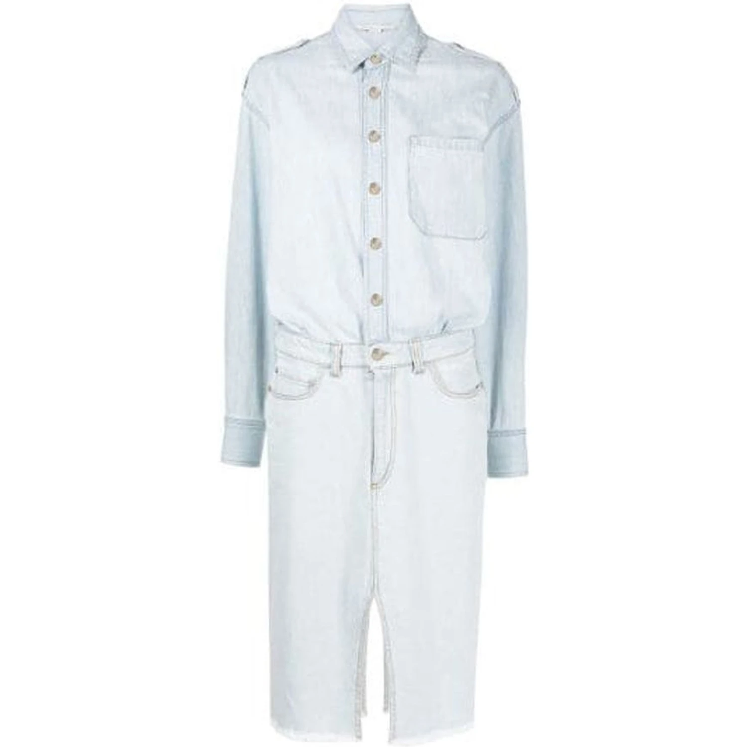 Blue Cotton Casual Dress