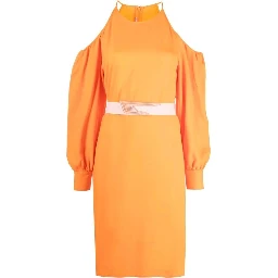 Orange Viscose Casual Dress