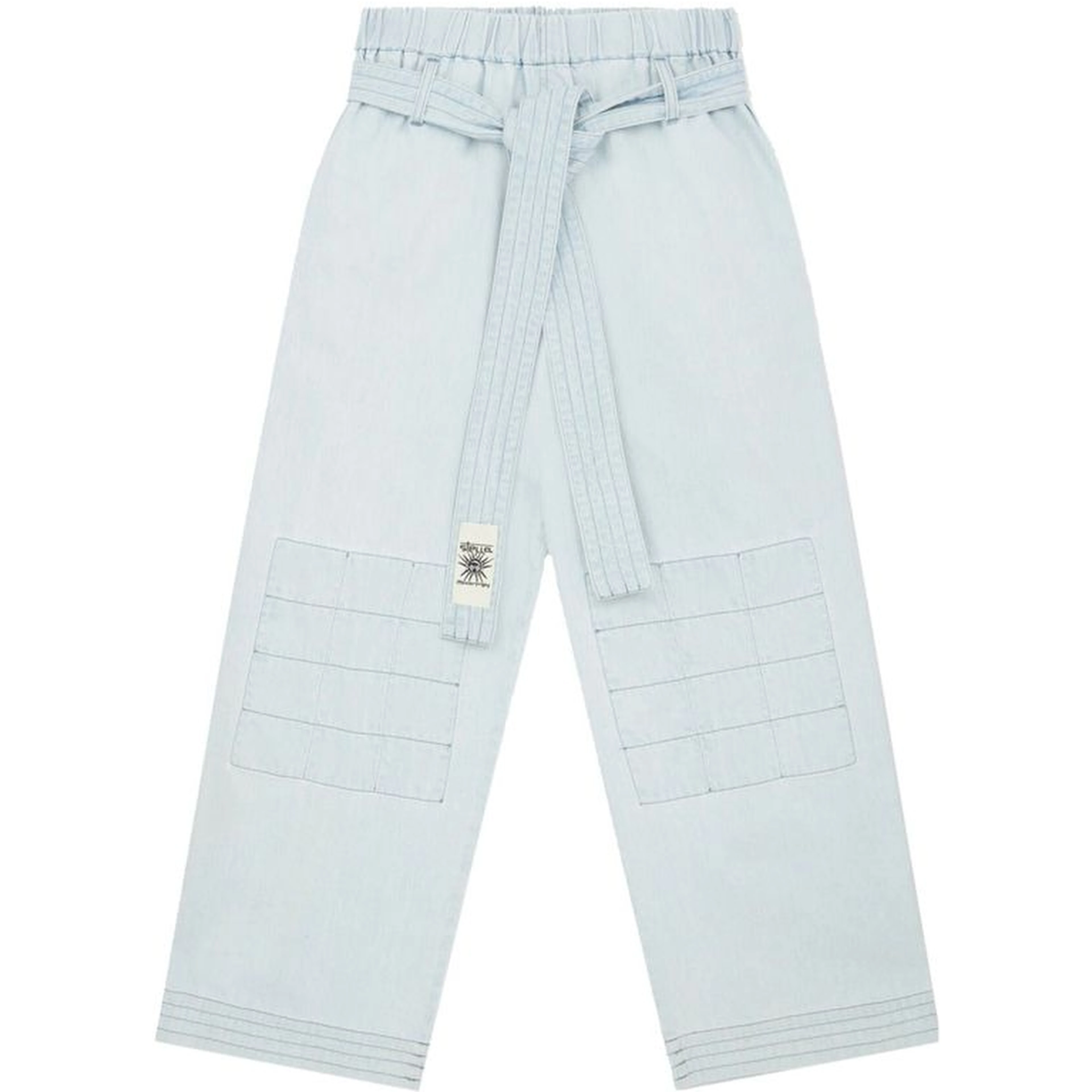 Blue Cotton Casual Pants
