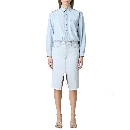 Blue Cotton Casual Dress