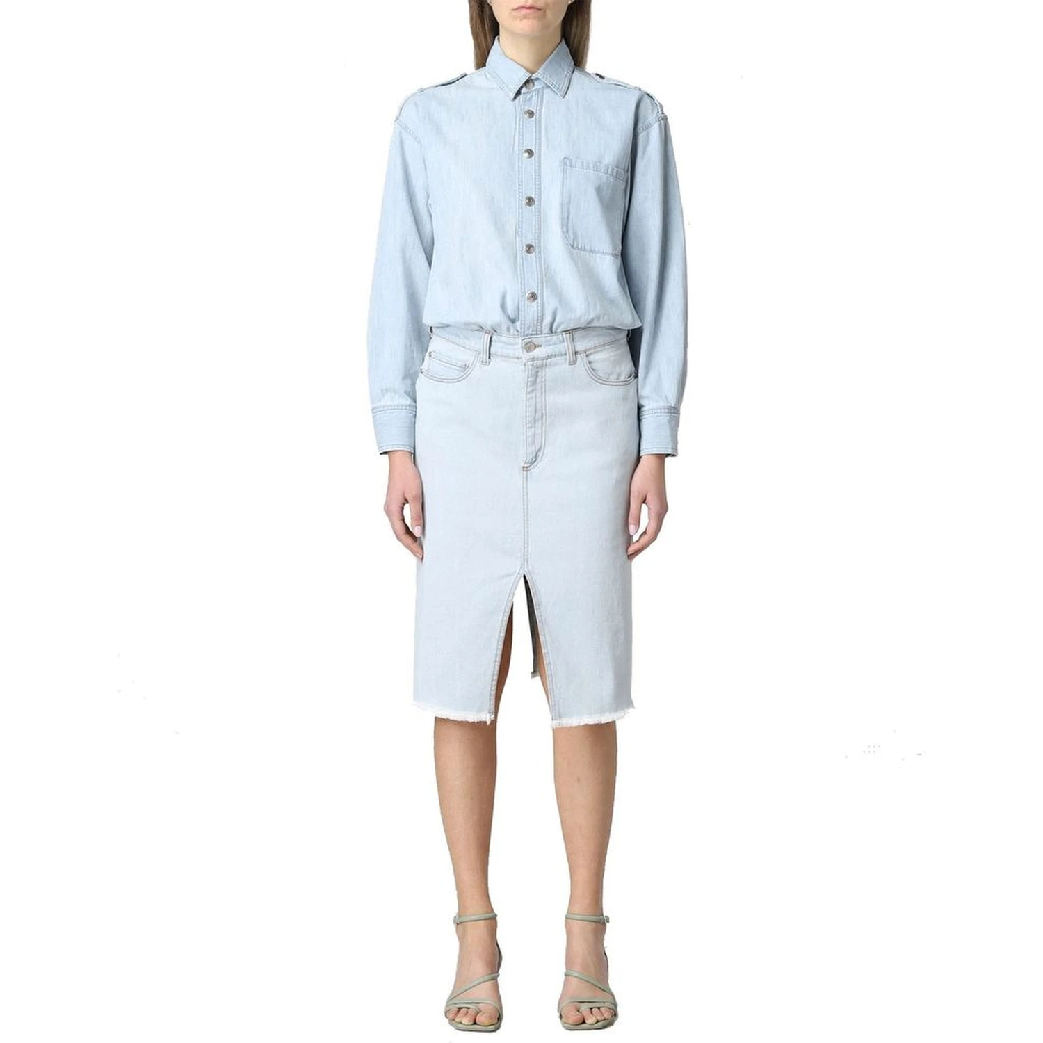 Blue Cotton Casual Dress