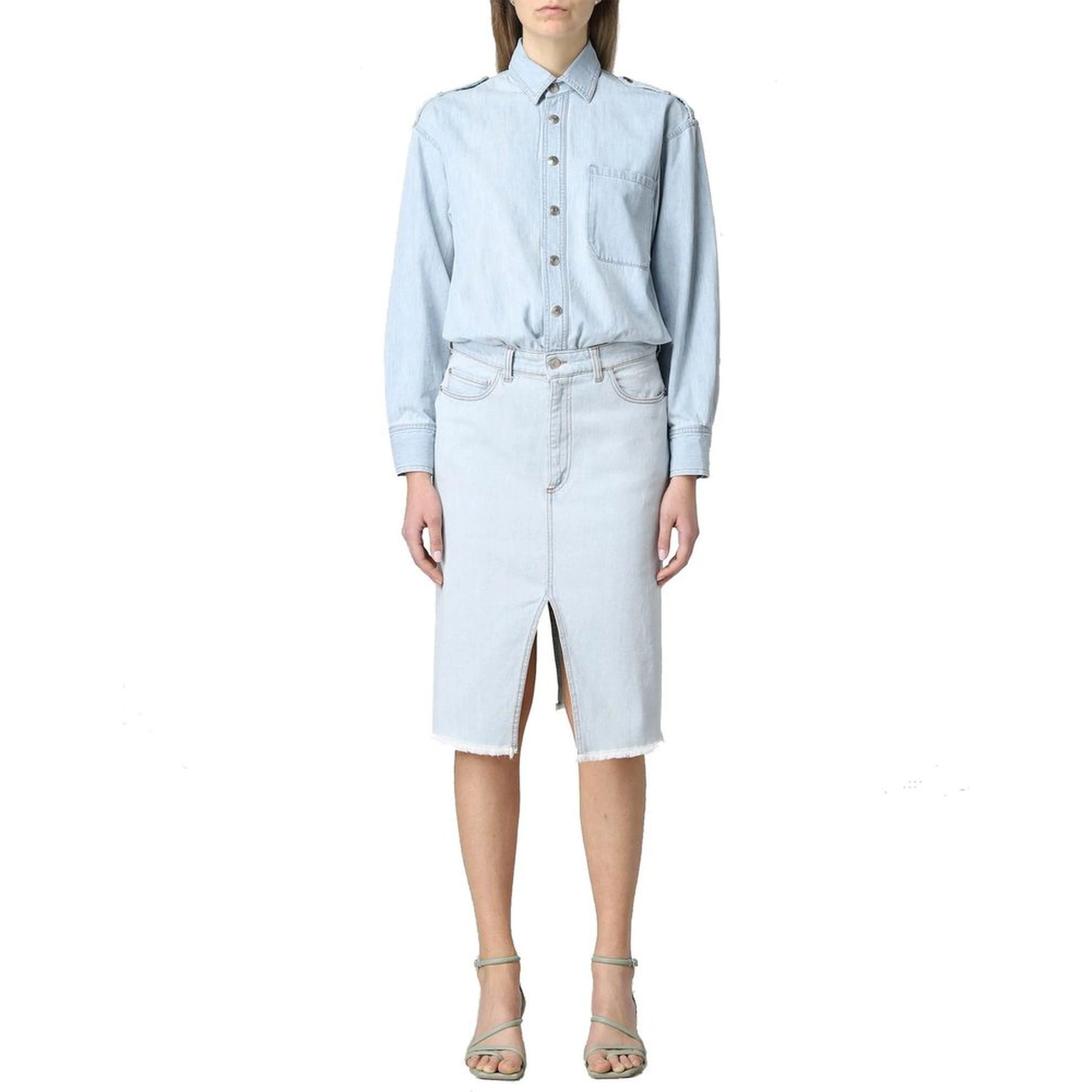 Blue Cotton Casual Dress