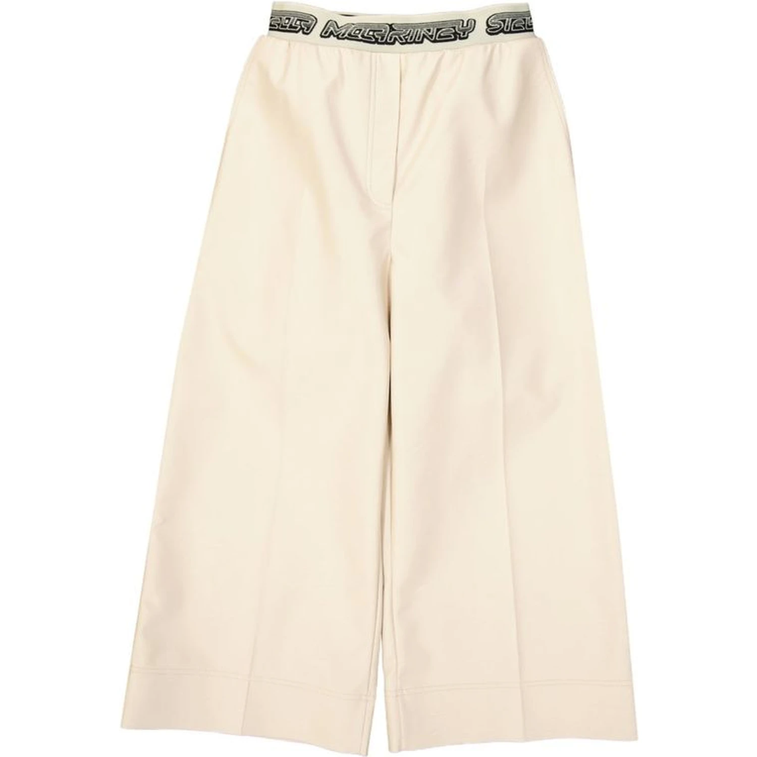 Beige Viscose Cropped Pants