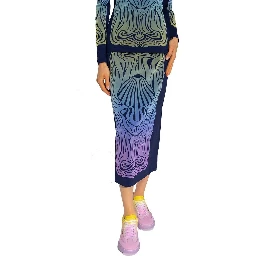Blue Polyamide Midi Skirt