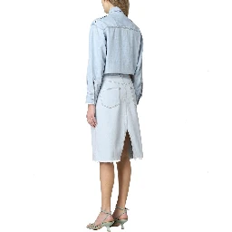Blue Cotton Casual Dress