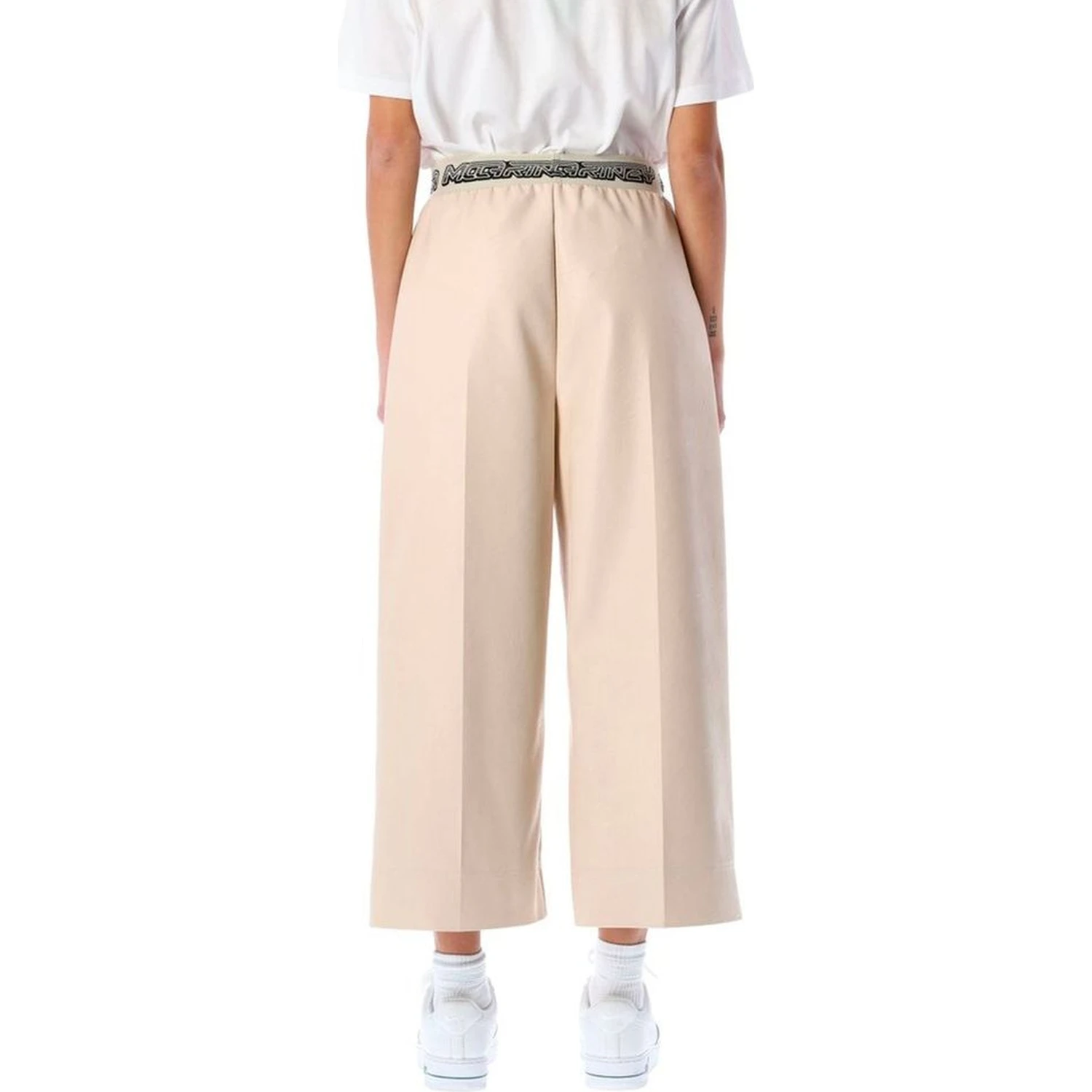 Beige Viscose Cropped Pants
