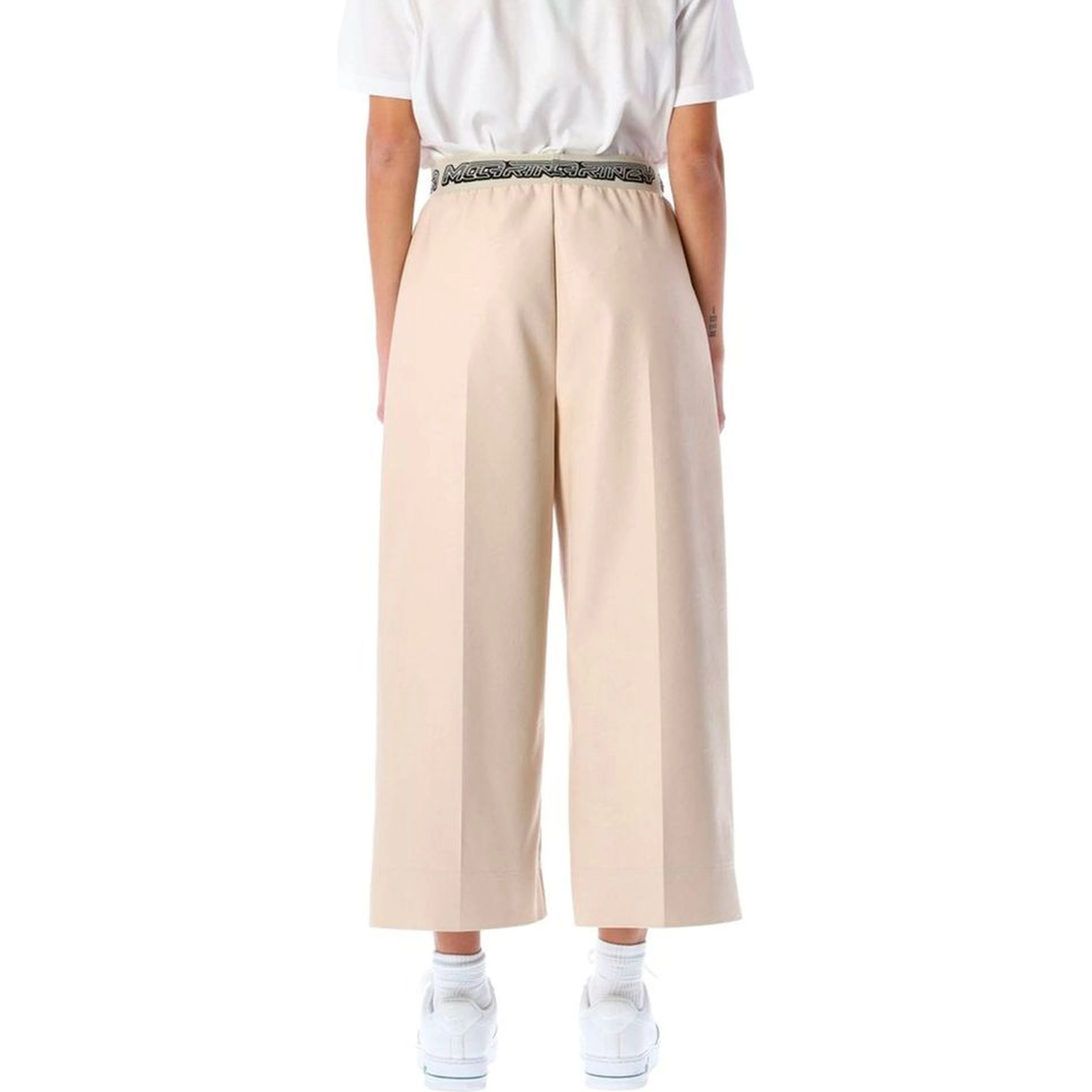 Beige Viscose Cropped Pants