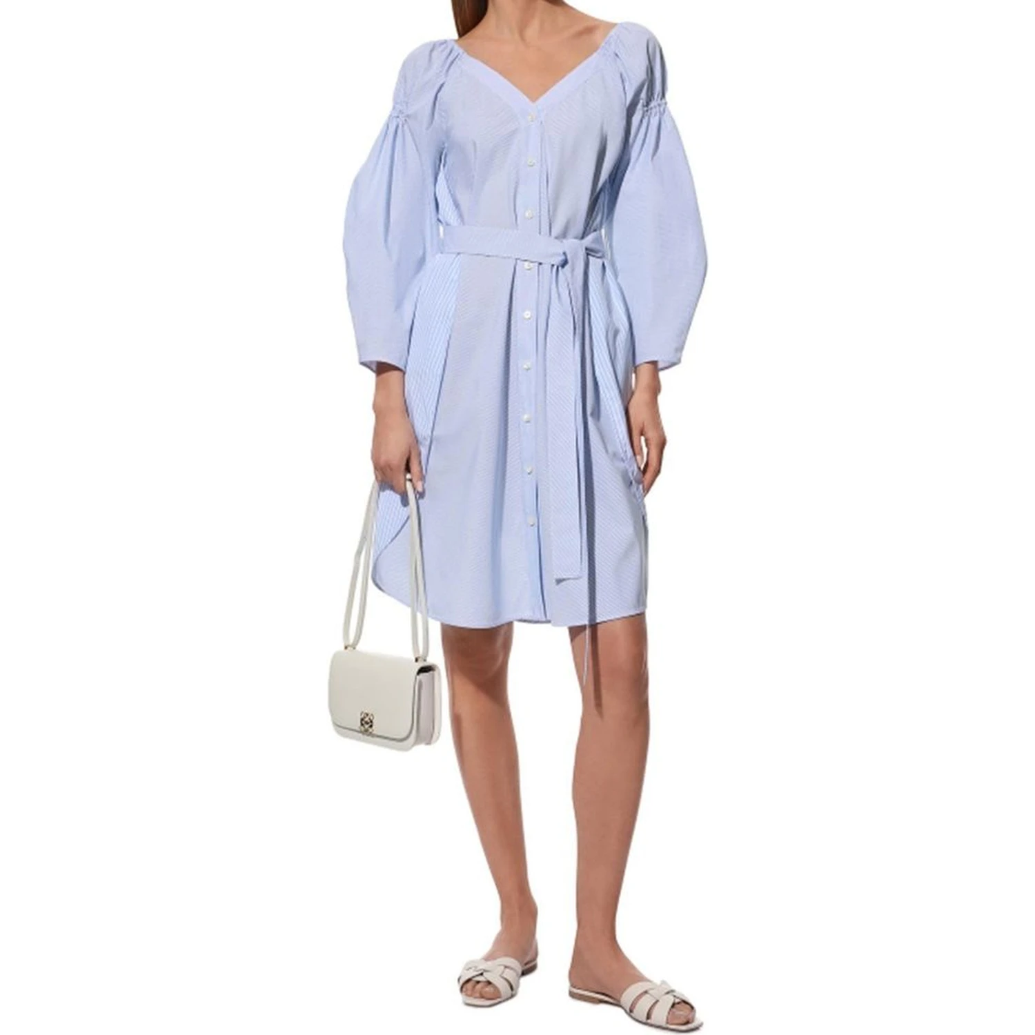 Blue Cotton Casual Dress