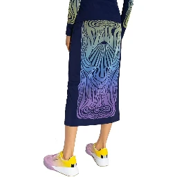 Blue Polyamide Midi Skirt