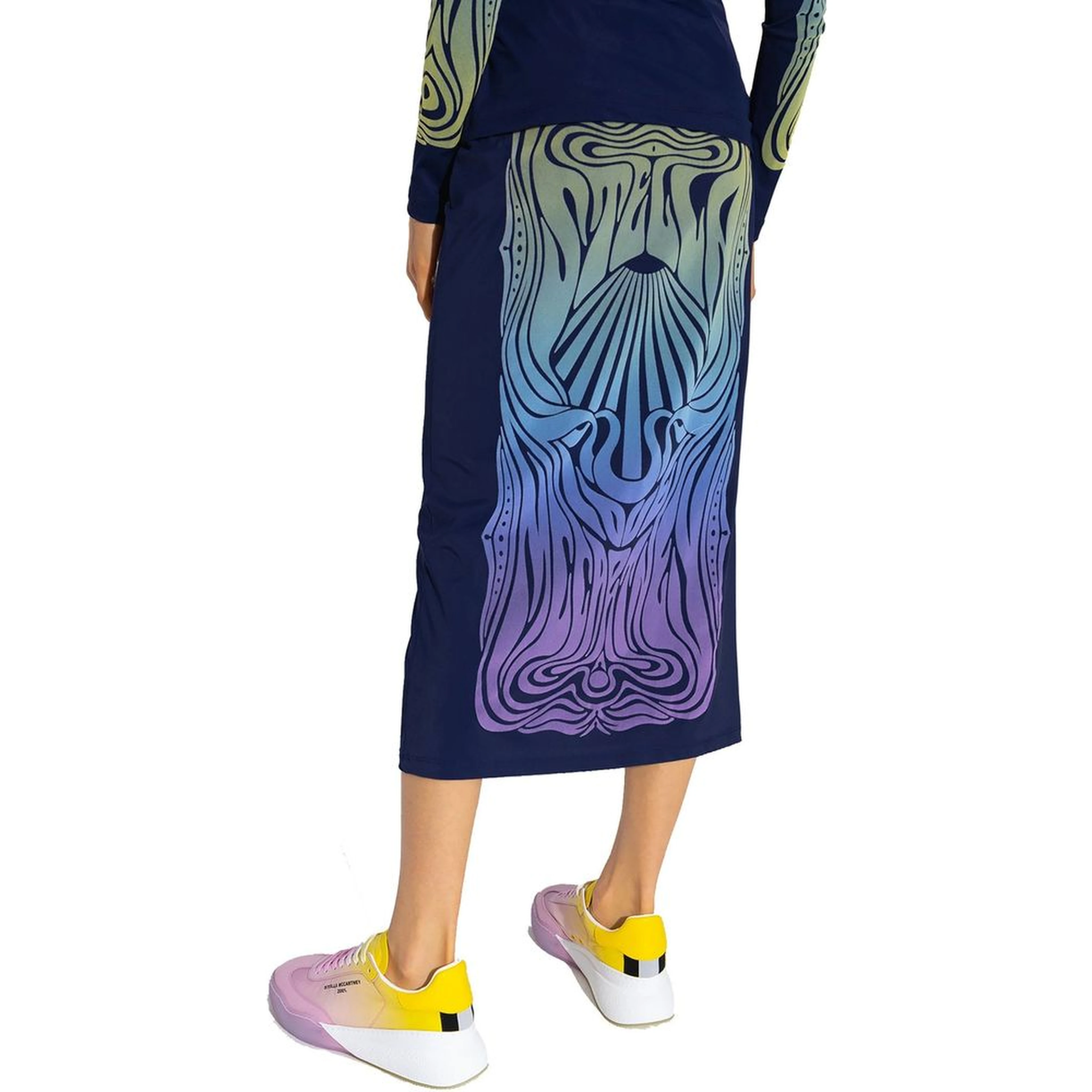 Blue Polyamide Midi Skirt