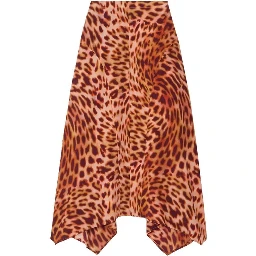 Orange Silk Midi Skirt