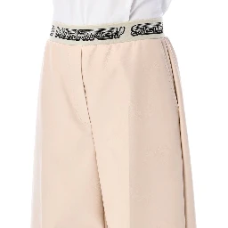 Beige Viscose Cropped Pants