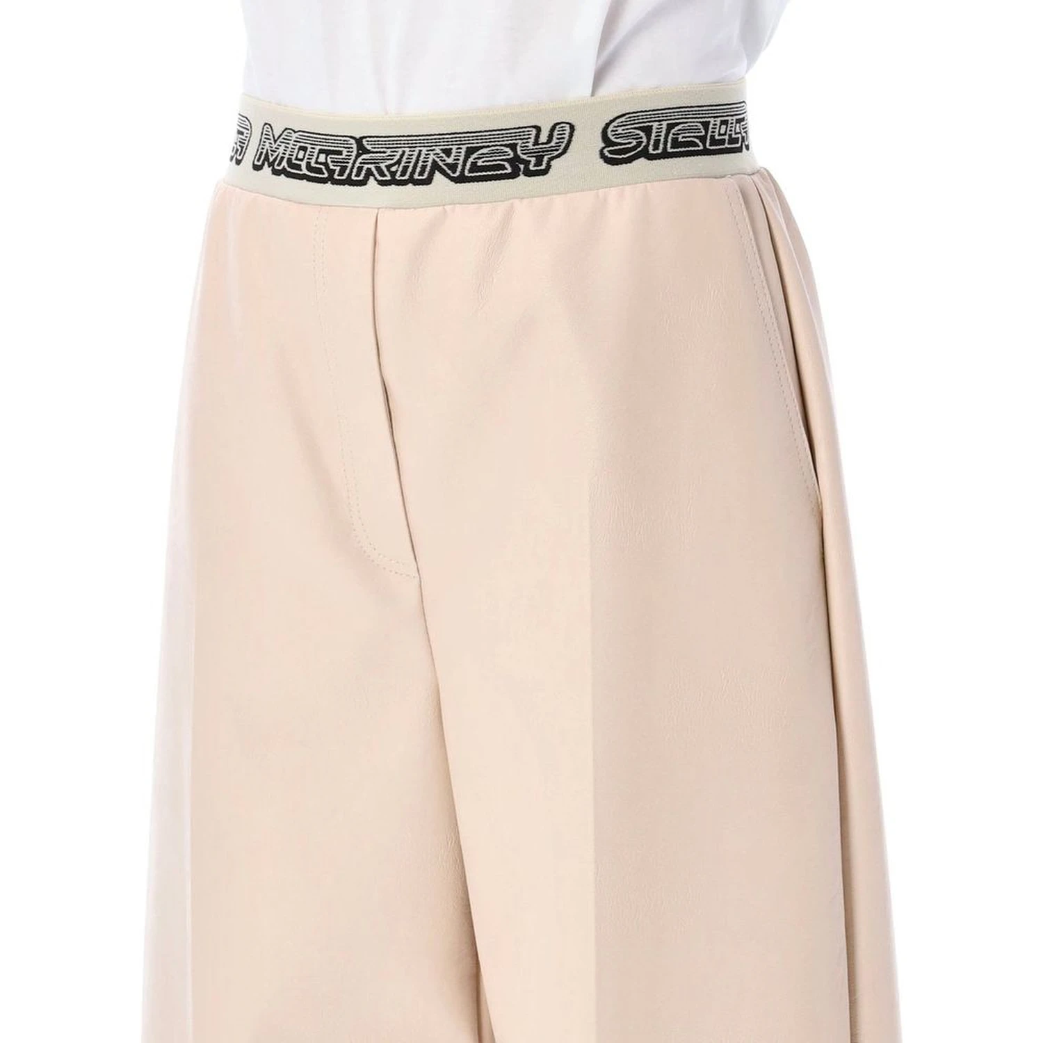 Beige Viscose Cropped Pants
