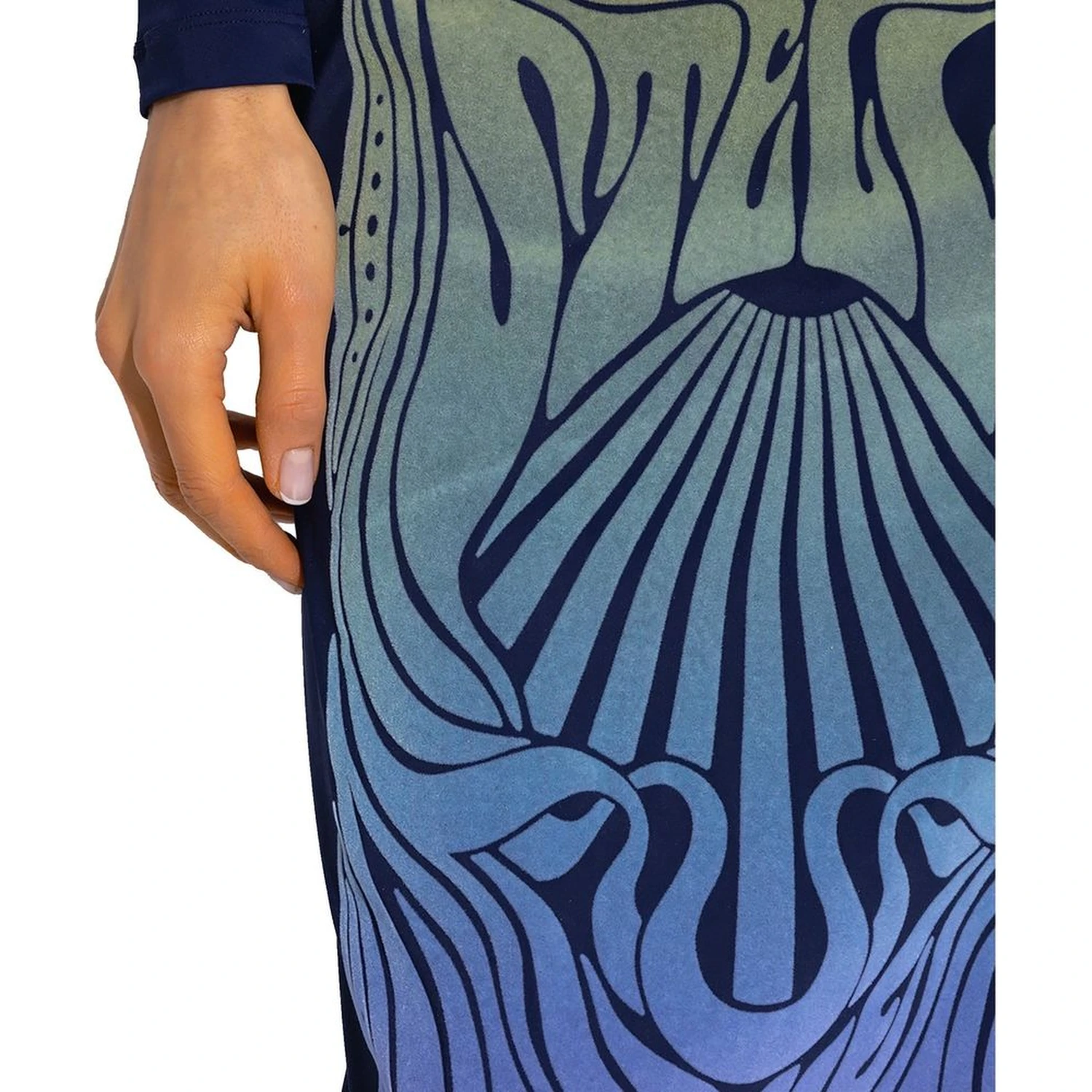 Blue Polyamide Midi Skirt