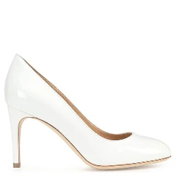 White Calfskin High Heel Pumps