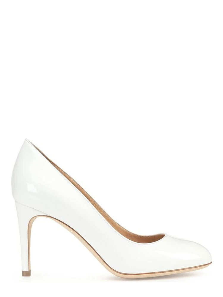 White Calfskin High Heel Pumps