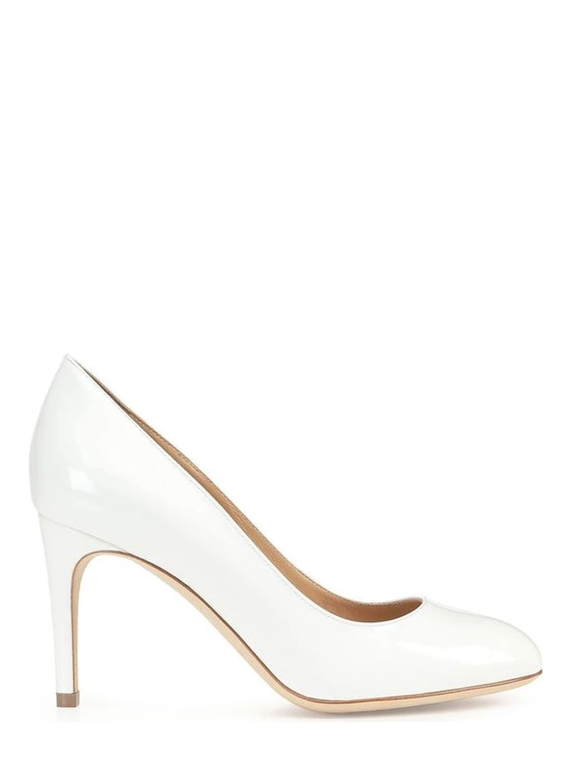 White Calfskin High Heel Pumps