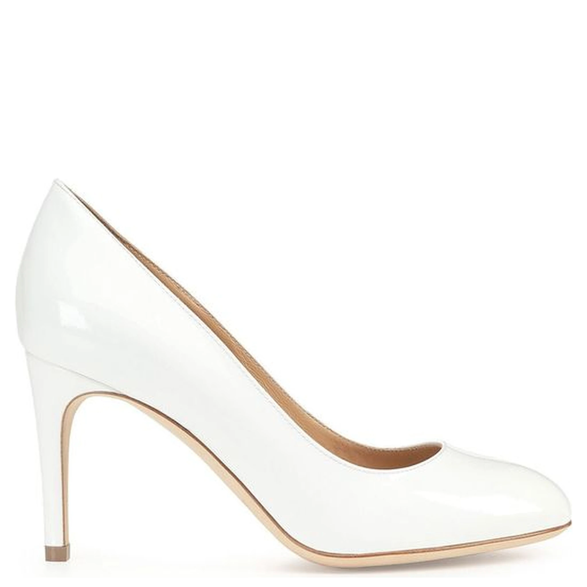 White Calfskin High Heel Pumps
