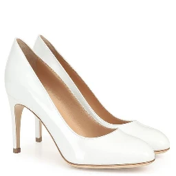 White Calfskin High Heel Pumps