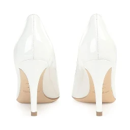 White Calfskin High Heel Pumps