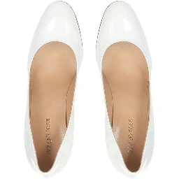 White Calfskin High Heel Pumps