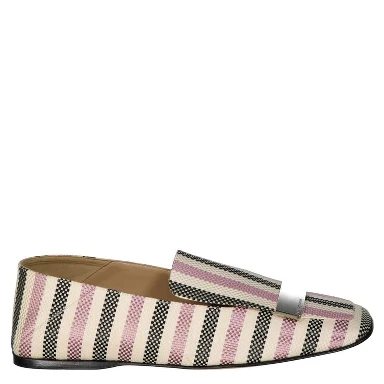 White Fabric Slip-On Loafers