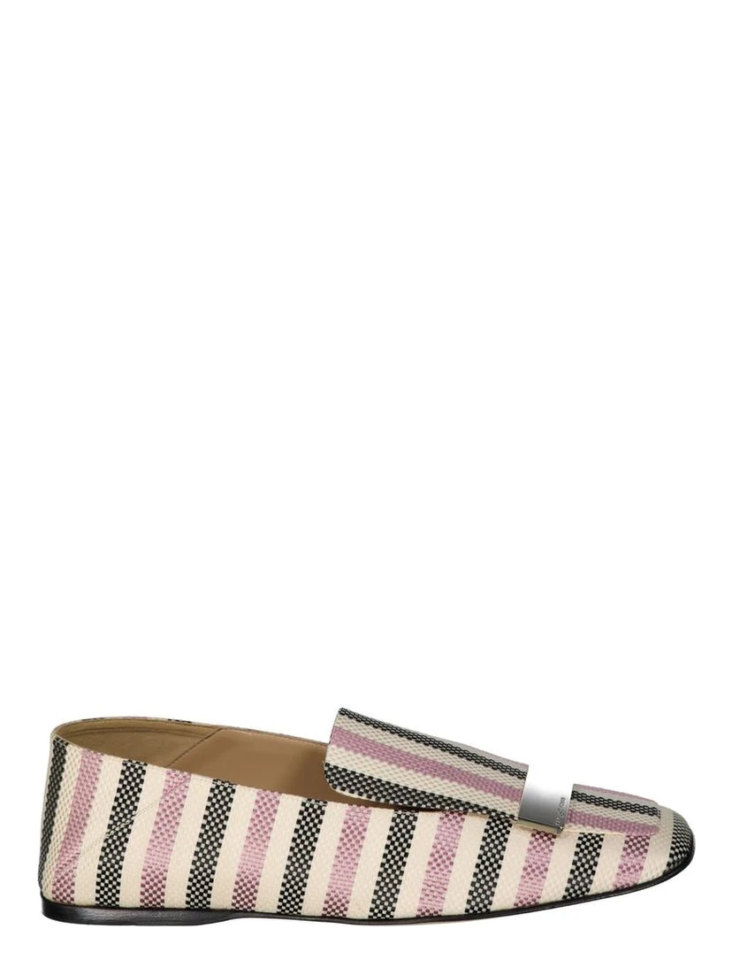 White Fabric Slip-On Loafers