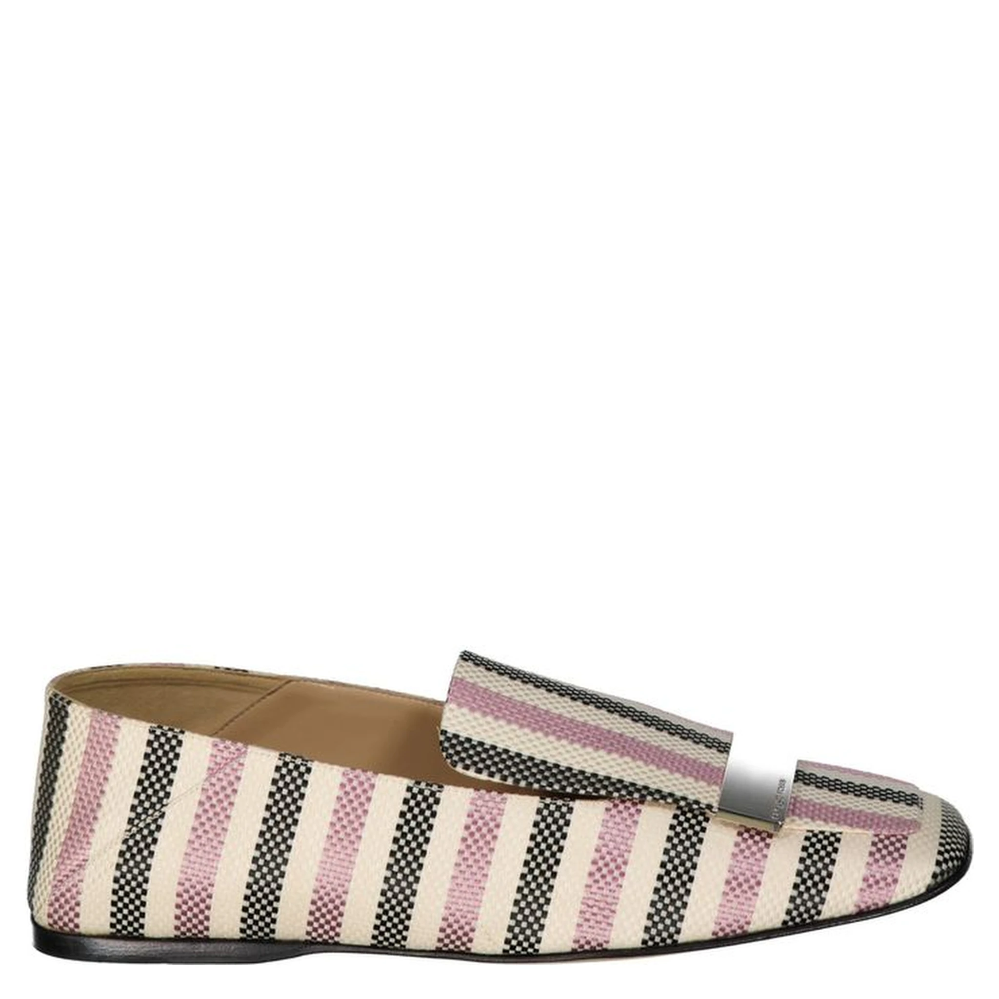 White Fabric Slip-On Loafers