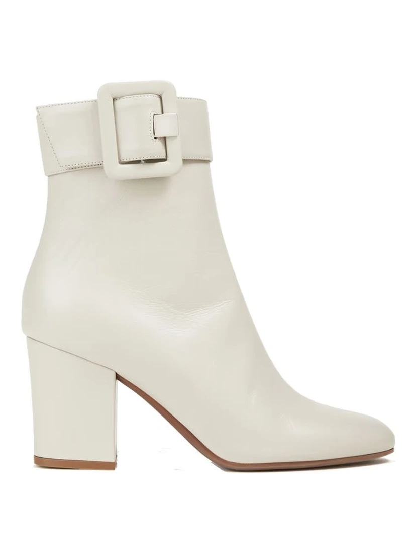 White Lamb Leather Ankle Boots