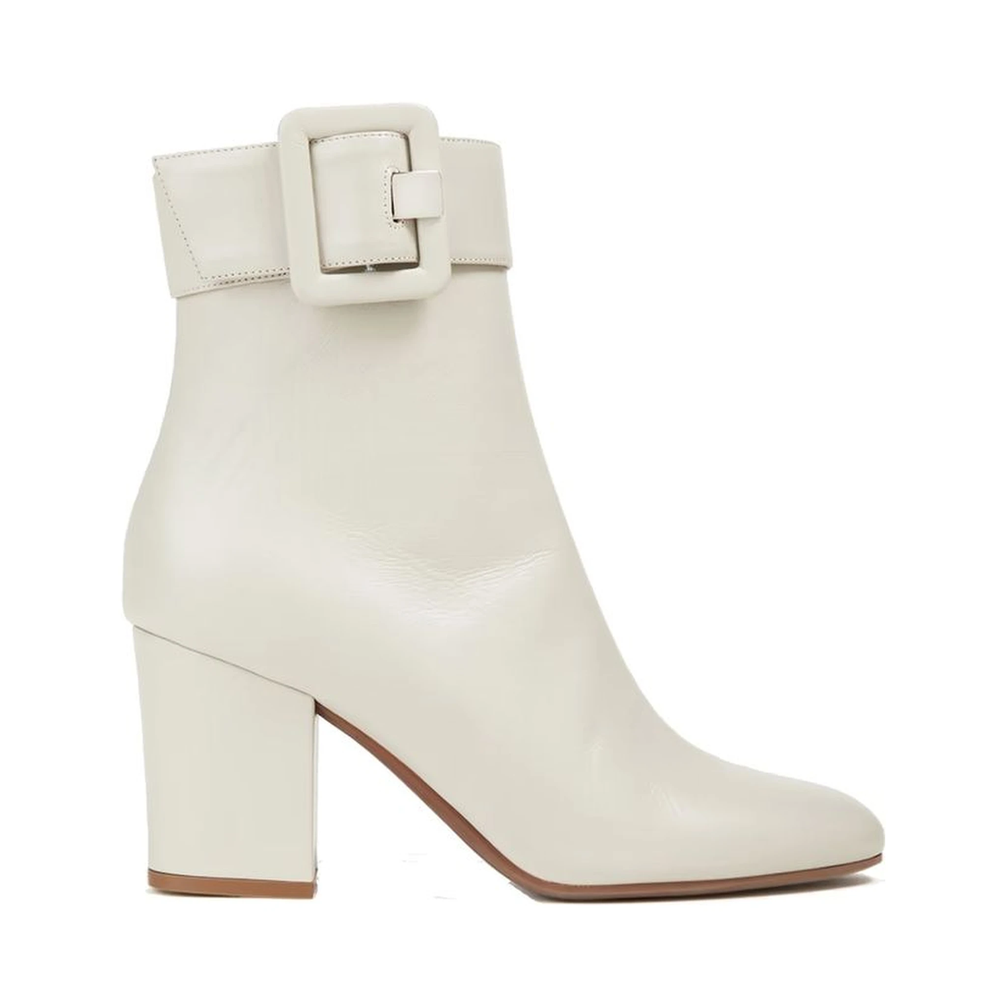 White Lamb Leather Ankle Boots