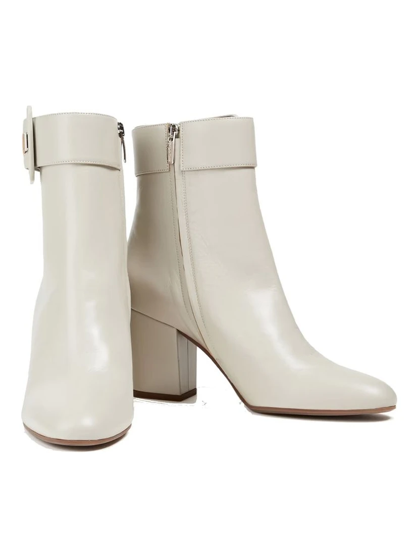 White Lamb Leather Ankle Boots