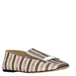 White Fabric Slip-On Loafers