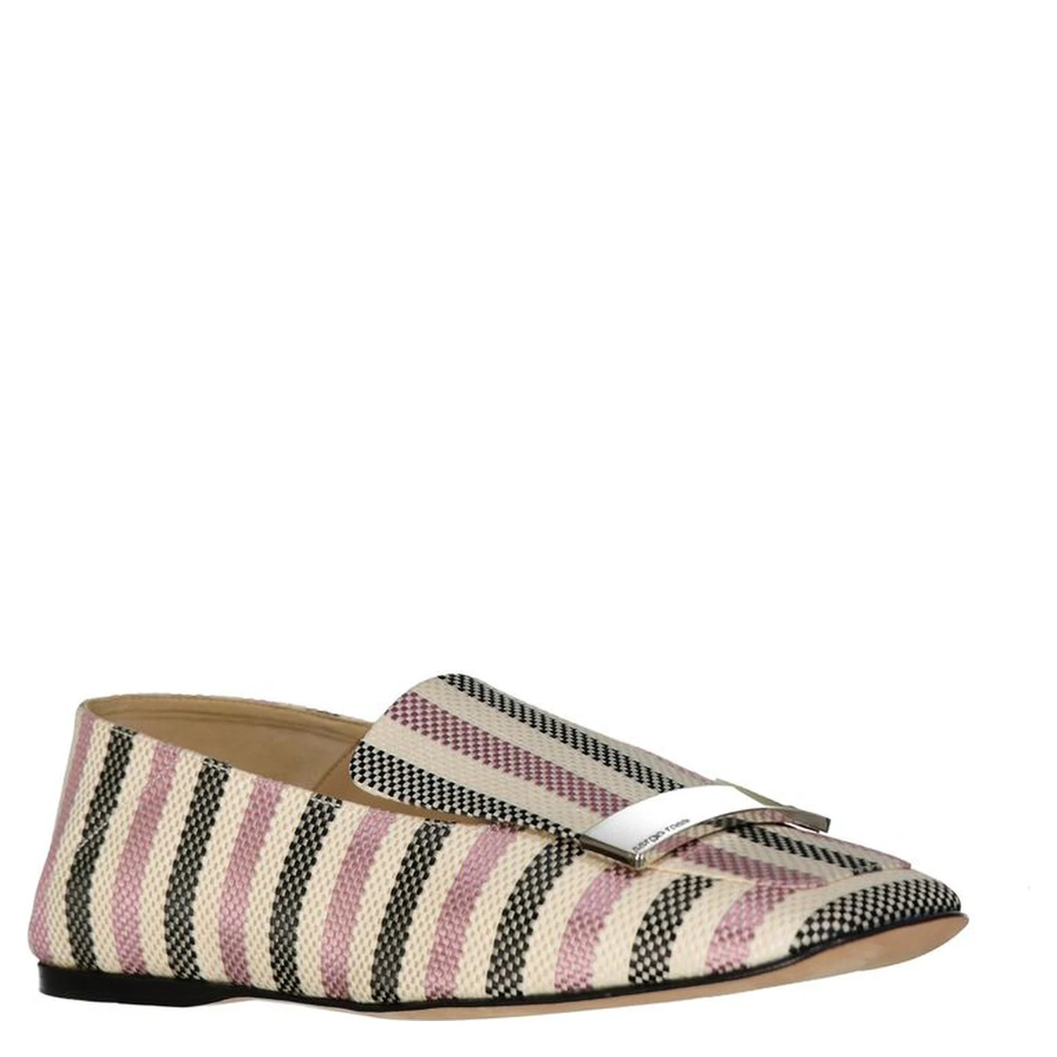 White Fabric Slip-On Loafers
