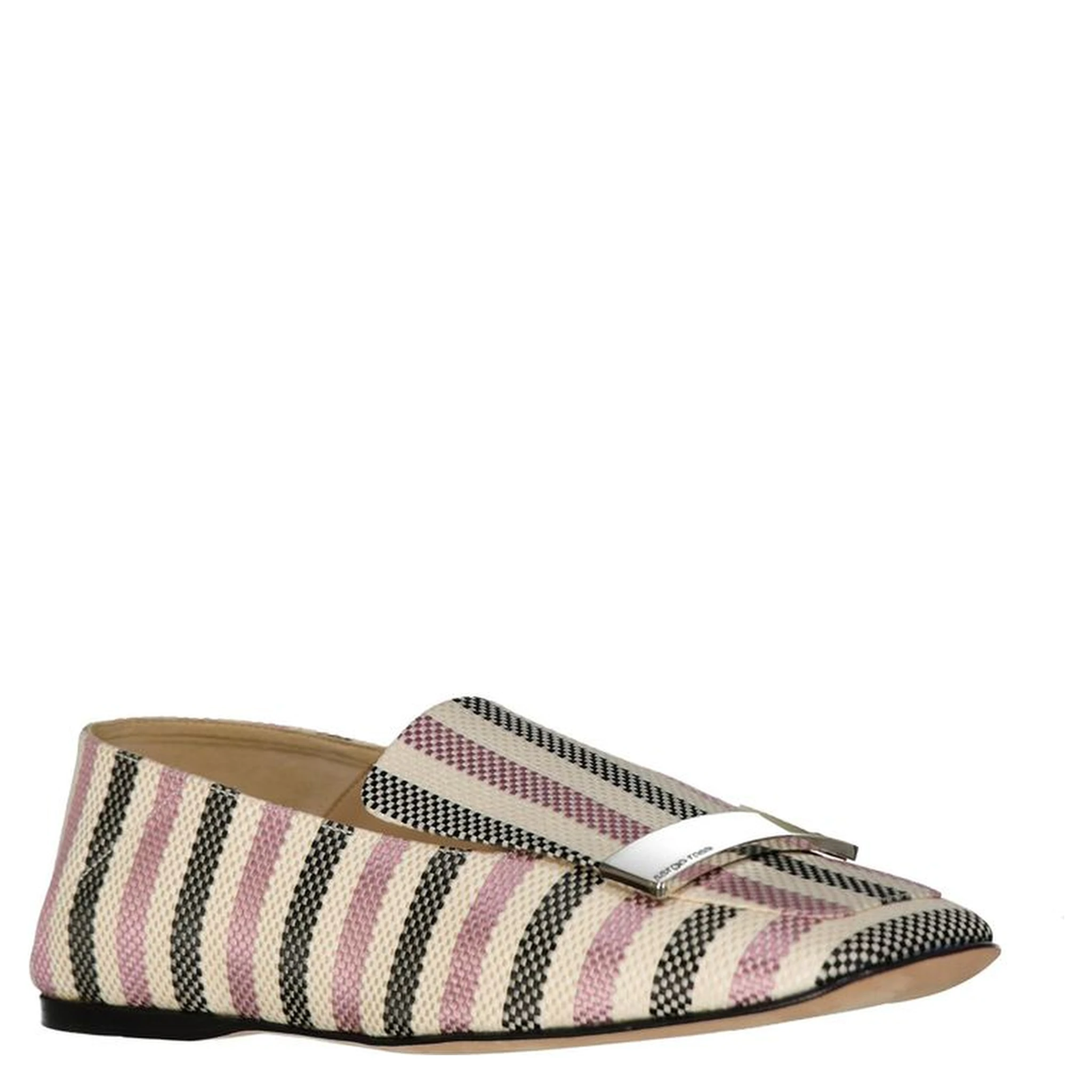 White Fabric Slip-On Loafers