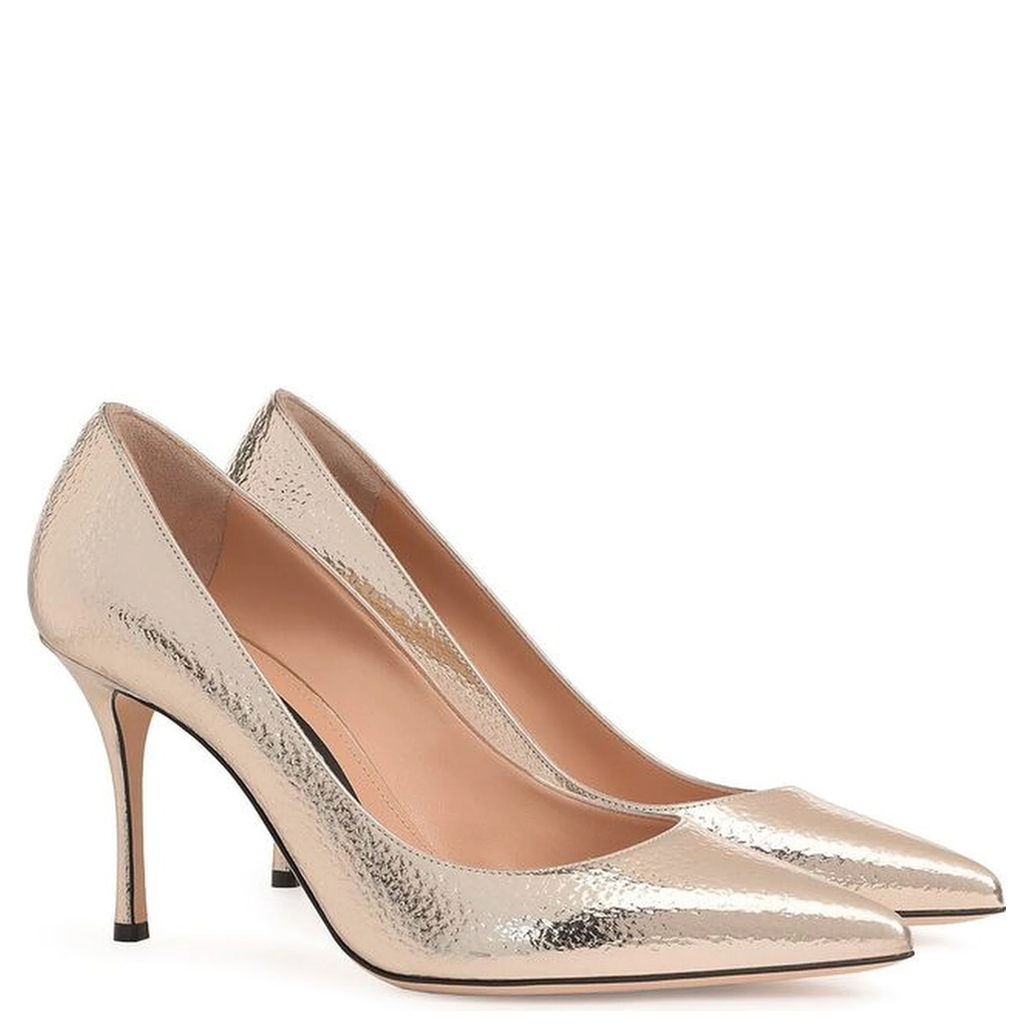Rose Gold Calfskin High Heel Pumps