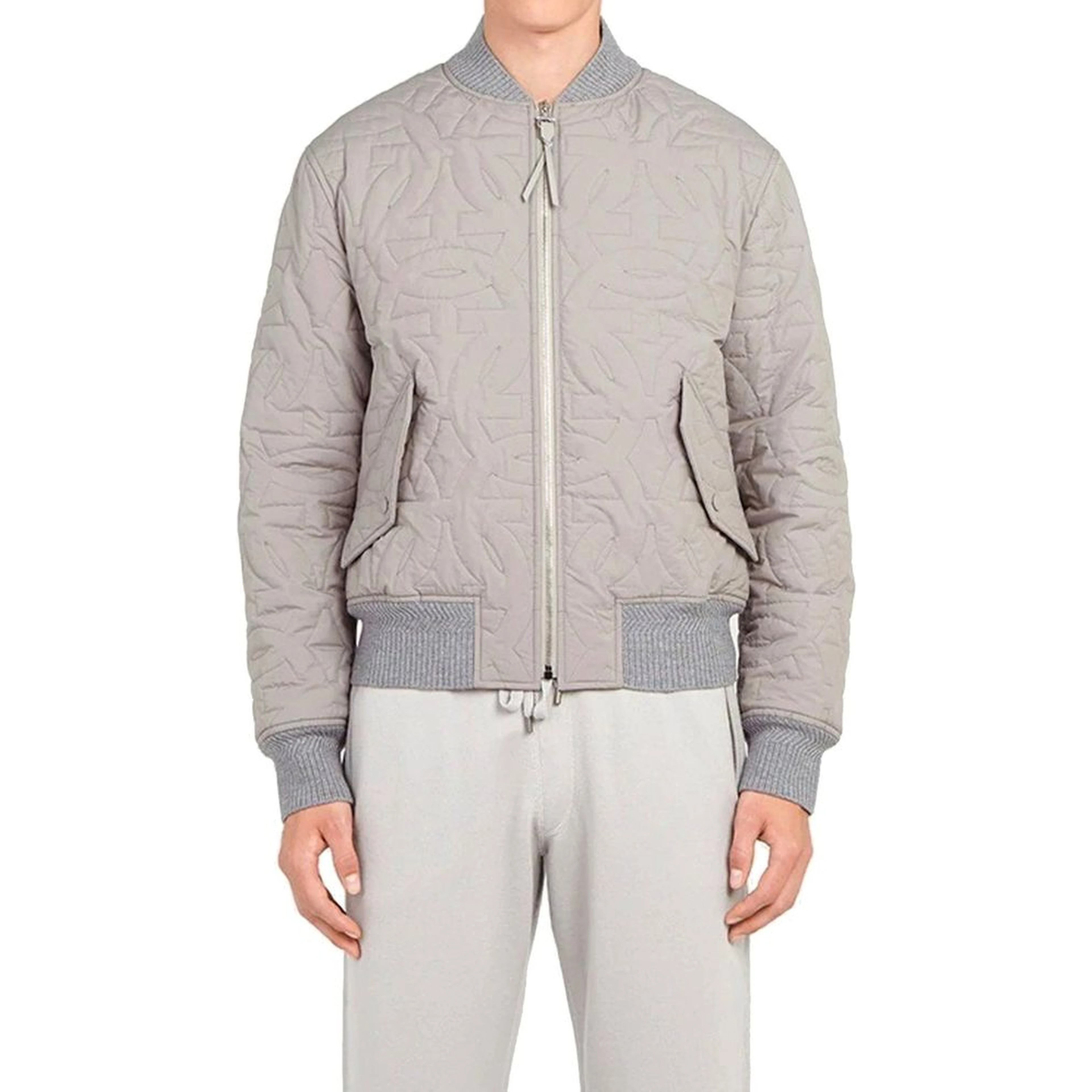 Gray Polyester Bomber