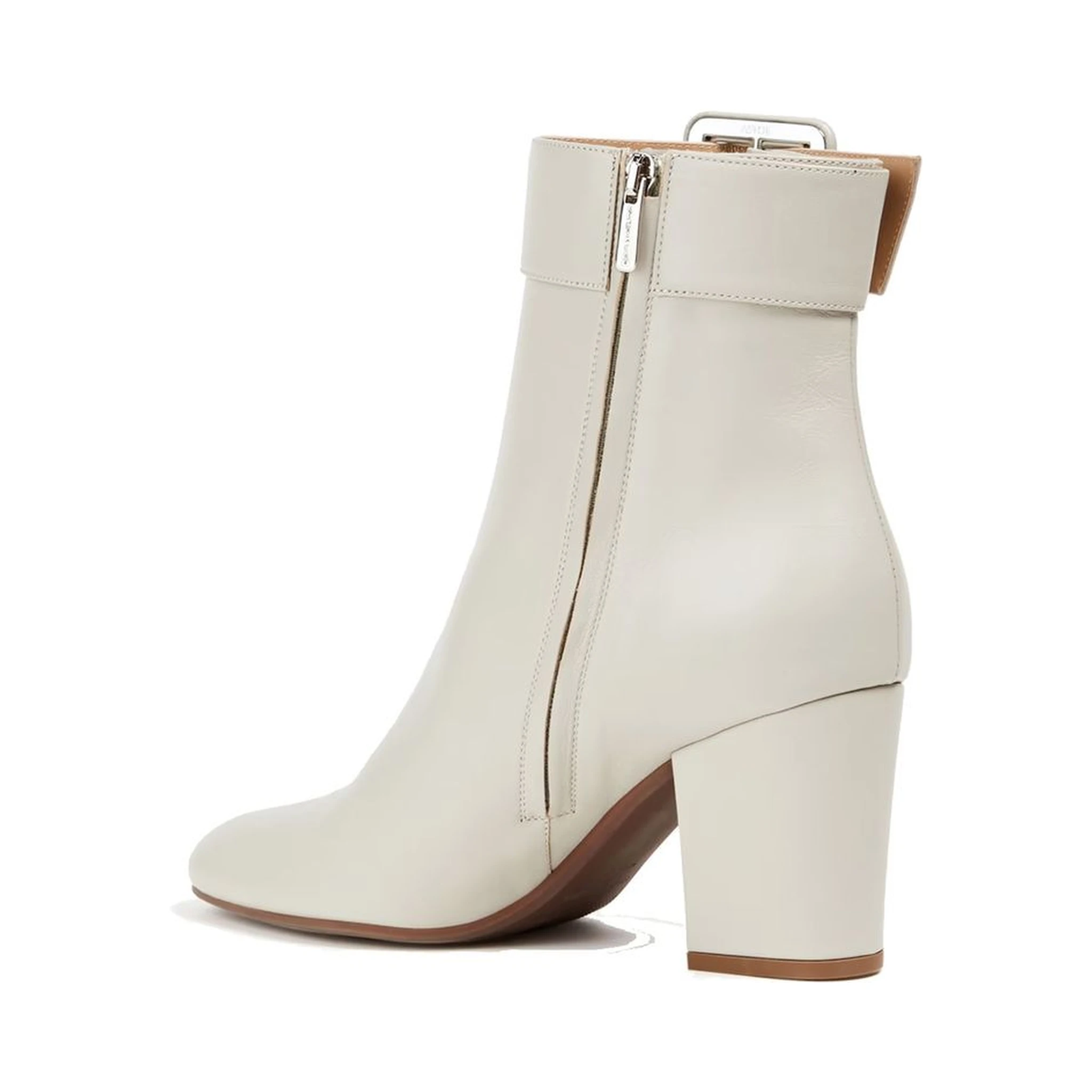 White Lamb Leather Ankle Boots