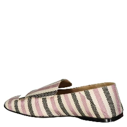 White Fabric Slip-On Loafers
