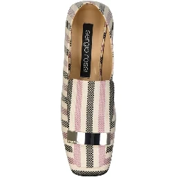 White Fabric Slip-On Loafers
