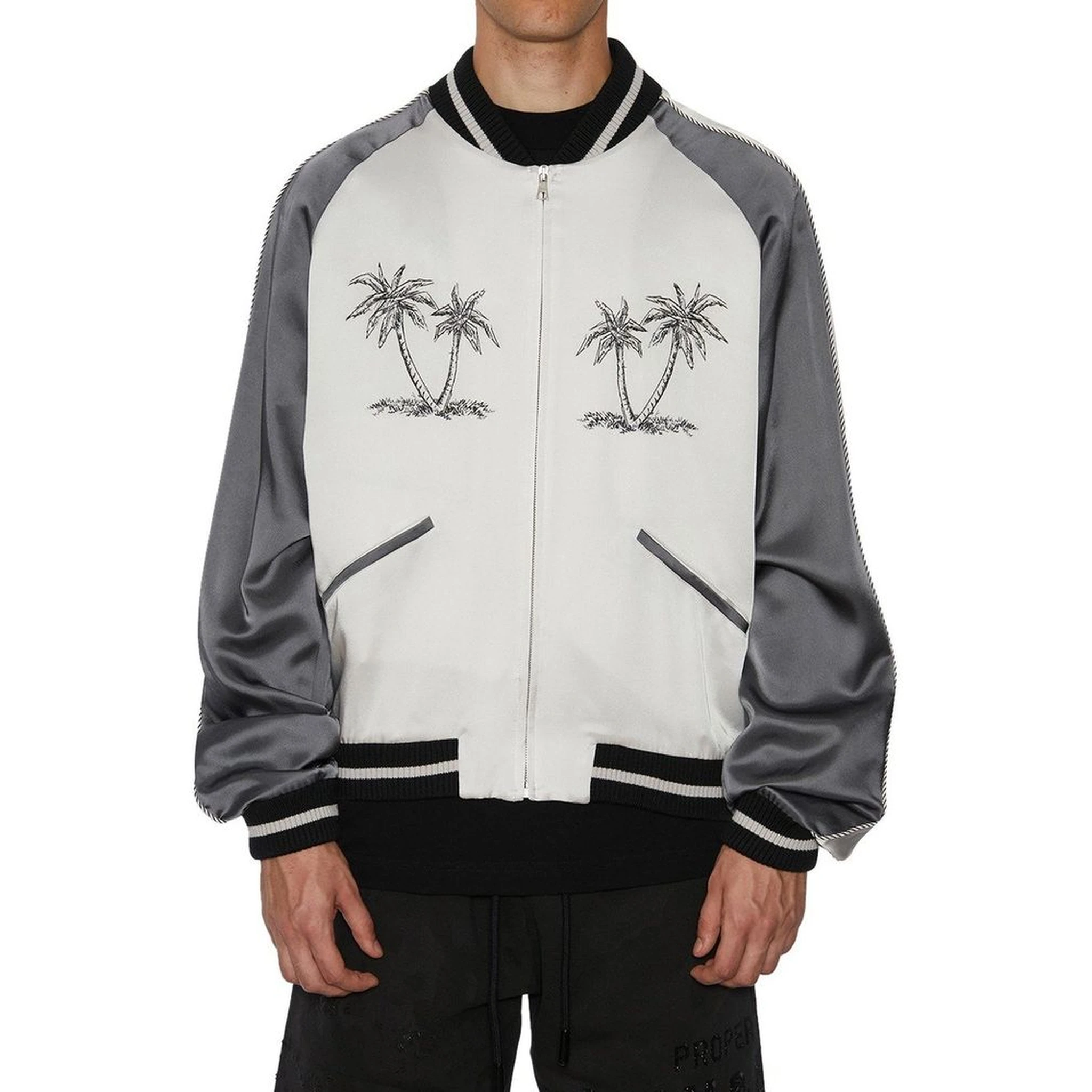 Gray Acetate Bomber