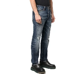 بنطلون جينز أزرق قطني بقصة مستقيمة