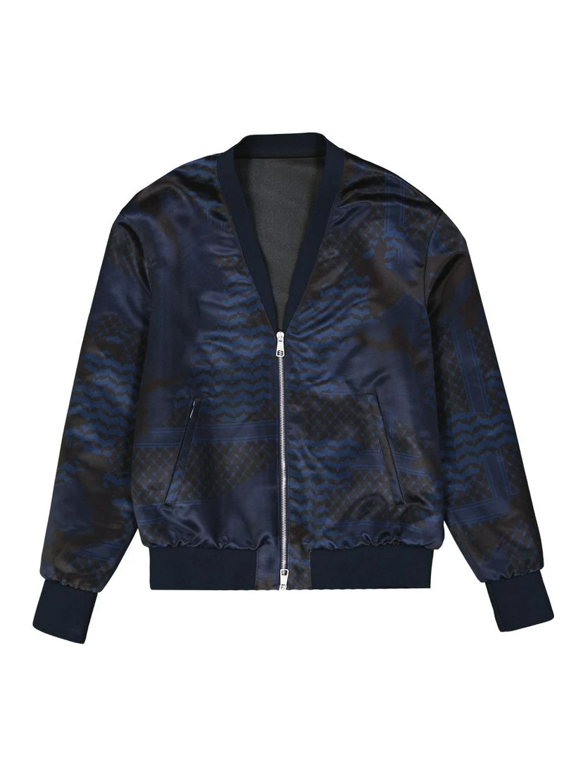Blue Polyester Bomber