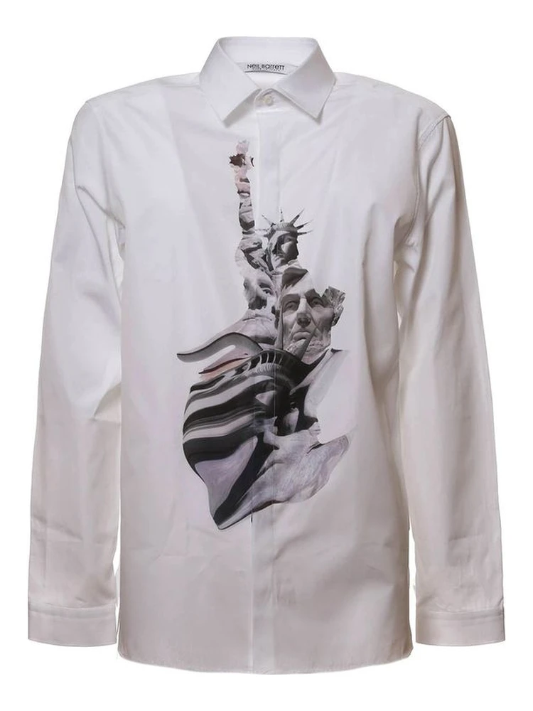 White Cotton Pattern Shirt