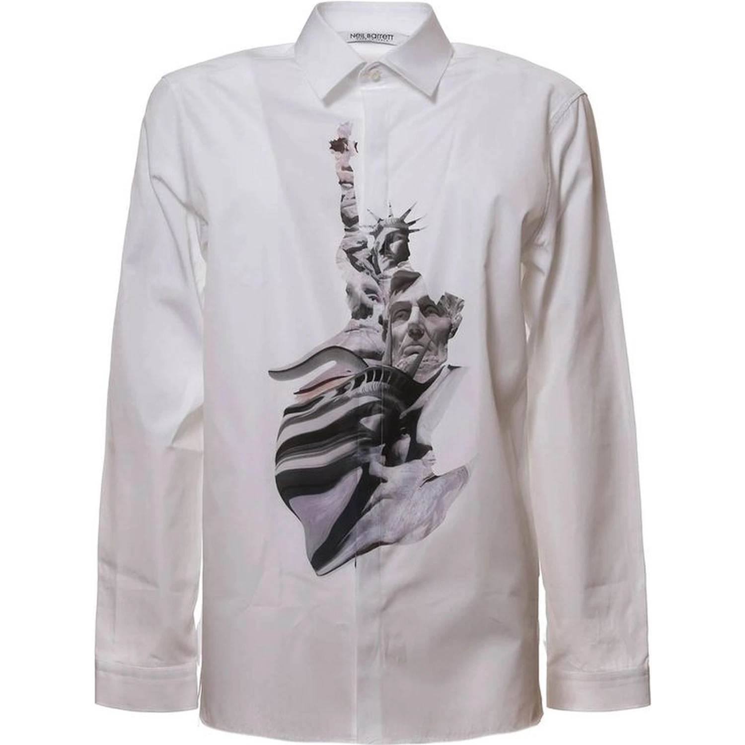 White Cotton Pattern Shirt