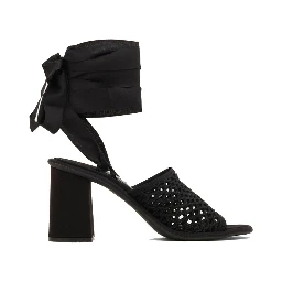 Black Fabric Strap-On Sandals