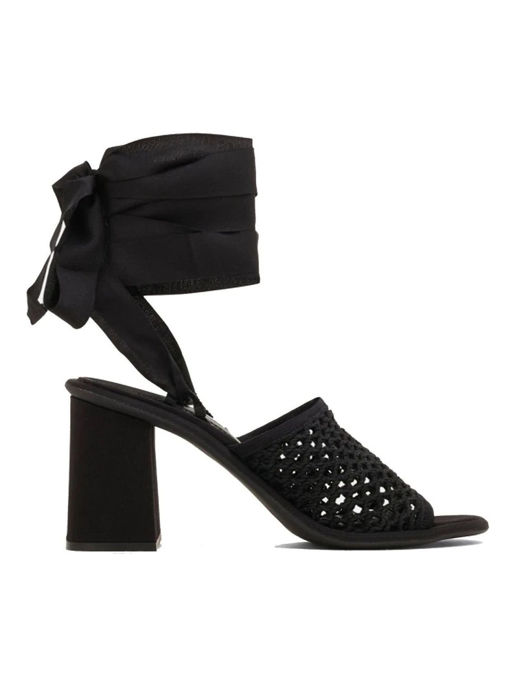 Black Fabric Strap-On Sandals