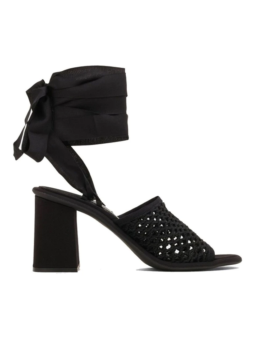 Black Fabric Strap-On Sandals
