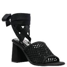 Black Fabric Strap-On Sandals