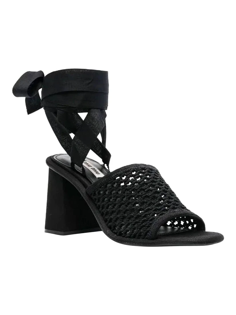 Black Fabric Strap-On Sandals