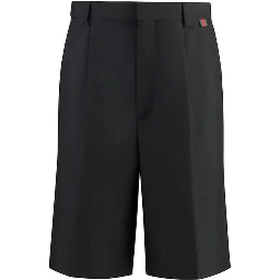 Black Polyester Bermuda Shorts